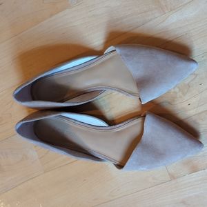 J. Crew Nude Suede Point Flats Size 9.5